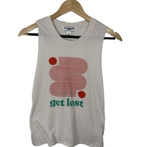 Sub Urban Riot “Get Lost” Graphic Muscle Tank XS Cream Red Green
